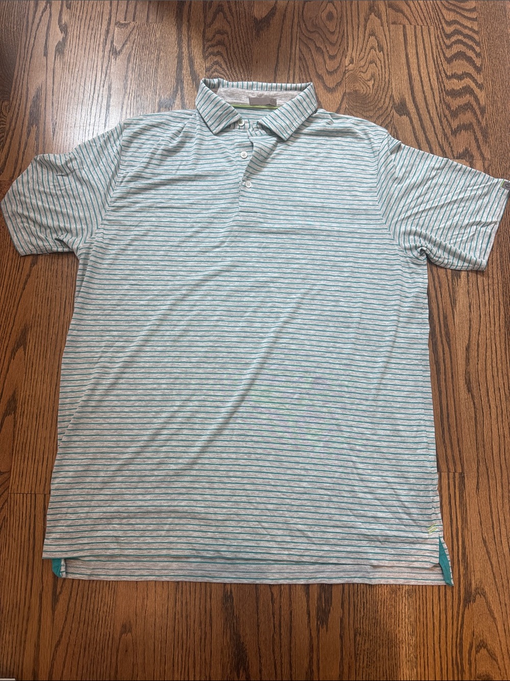 Men's Tasc Performance Striped Bamboo Polo Shirt in Aqua